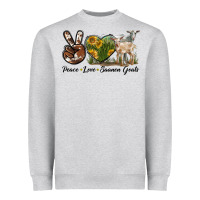 Heather Grey Peace Love Saanen Goats Heavyweight Sweatshirt - LillyAllenDesigns