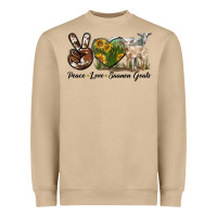 Mushroom Peace Love Saanen Goats Heavyweight Sweatshirt - LillyAllenDesigns