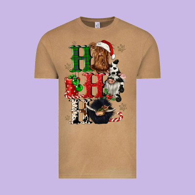 Ho Ho Ho Heifer Cow Gnomies Vintage Tee Designed By Cowgirlartshop