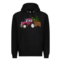 Black Pink Christmas Farm Tractor Premium Hoodie - RanaPortraitStore
