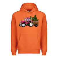 Carrot Pink Christmas Farm Tractor Premium Hoodie - RanaPortraitStore