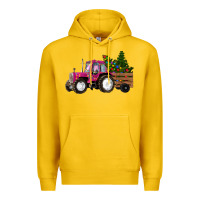 Lemon Pink Christmas Farm Tractor Premium Hoodie - RanaPortraitStore