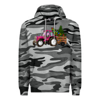 Slate Camo Pink Christmas Farm Tractor Premium Hoodie - RanaPortraitStore