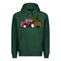 Sports Green Pink Christmas Farm Tractor Premium Hoodie - RanaPortraitStore