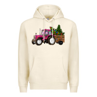 Tofu Pink Christmas Farm Tractor Premium Hoodie - RanaPortraitStore