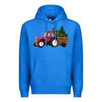 True Royal Pink Christmas Farm Tractor Premium Hoodie - RanaPortraitStore