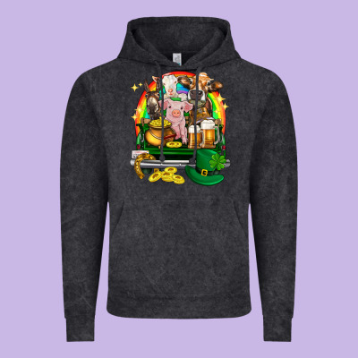 St. Patrick's Day Farm Animals On Truck Vintage Hoodie Designed By Howdyjamesfarm