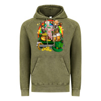 Vintage Olive St. Patrick's Day farm animals on truck Vintage Hoodie - HowdyJamesFarm