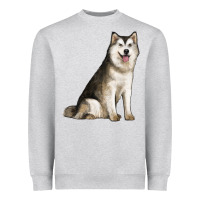 Heather Grey Alaskan Malamute Dog Heavyweight Sweatshirt - LillyAllenDesigns