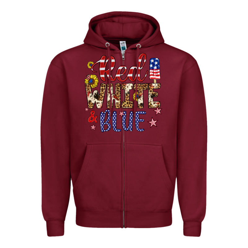 Red White And Blue Zipper Hoodie by Artiststas | Teevron