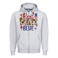 Heather Grey red white and blue Zipper Hoodie - Artiststas