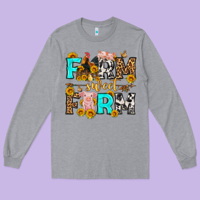 Farm Sweet Farm Western  Olivia Long Sleeve Tee Designed By Oliviacreatesart