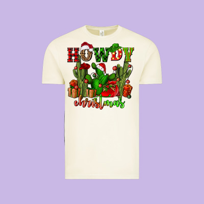 Howdy Christmas With Cactusses Vintage Tee Designed By Cowgirlartshop