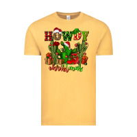 Vintage Mustard howdy christmas with cactusses Vintage Tee - CowGirlArtShop