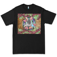 Black Easter bunny with floral wreath and leopard Premium Tee - RanaPortraitStore