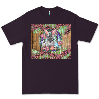 Plum Easter bunny with floral wreath and leopard Premium Tee - RanaPortraitStore