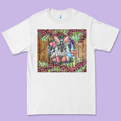 Easter Bunny With Floral Wreath And Leopard Premium Tee Designed By Ranaportraitstore