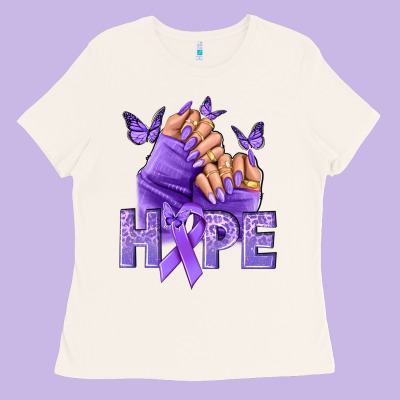Hope Lavender Ribbon All Cancers Ladies Tee Designed By Nancycooperartshop