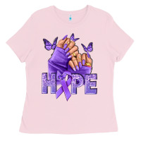 Bubblegum Pink Hope lavender ribbon all cancers Ladies Tee - NancyCooperArtShop