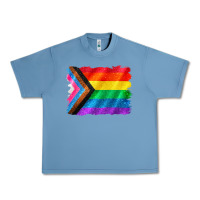 Pebble Blue Pride flag background Urban Heavy Tee - CowGirlArtShop