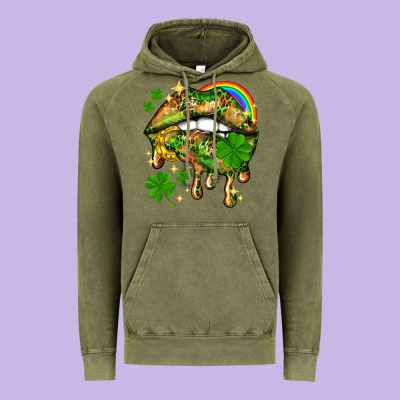 St. Patrick's Day Lips Vintage Hoodie Designed By Howdyjamesfarm
