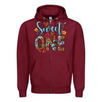 Burgundy sweet one cherry Zipper Hoodie - Artiststas