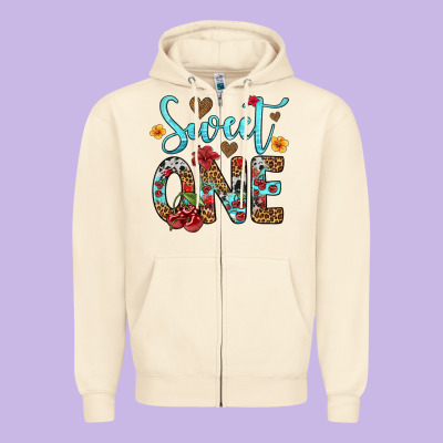 Sweet One Cherry Zipper Hoodie Designed By Artiststas