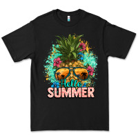Black Hello summer pineapple Premium Tee - NancyCooperArtShop