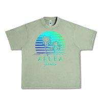 Oil Green Vintage Aruba Beach Tropical Vibes Vacation Souvenir Gift Urban Heavy Tee - longCreatives