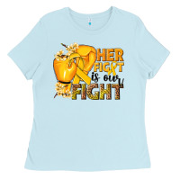 Baby Blue Her fight is our fight Childhood Cancer yellow Ladies Tee - NancyCooperArtShop