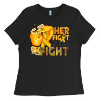 Black Her fight is our fight Childhood Cancer yellow Ladies Tee - NancyCooperArtShop