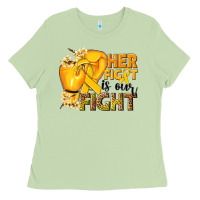 Matcha Her fight is our fight Childhood Cancer yellow Ladies Tee - NancyCooperArtShop