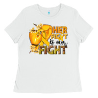 White Her fight is our fight Childhood Cancer yellow Ladies Tee - NancyCooperArtShop