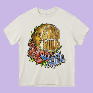 Stay Wild Moon Child Heavy Core Tee Designed By Jahusdesignshop