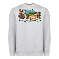 Heather Grey Peace Love Spanish Goat Heavyweight Sweatshirt - LillyAllenDesigns