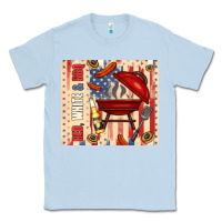 Dusty Blue red white and bbq usa flag Classic Tee - TumblerDesignByShophia