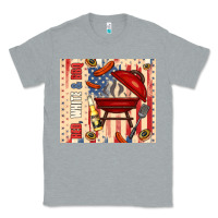 Heather Grey red white and bbq usa flag Classic Tee - TumblerDesignByShophia