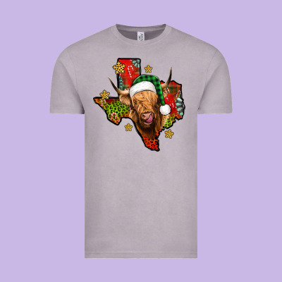 Christmas Texas Highland Cow Vintage Tee Designed By Jasminsmagicworld