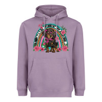 Lavender dachshund dog pink  floral rainbow Heavyweight Hoodie - BarkalooDesign