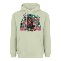 Matcha dachshund dog pink  floral rainbow Heavyweight Hoodie - BarkalooDesign