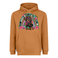 Meerkat dachshund dog pink  floral rainbow Heavyweight Hoodie - BarkalooDesign