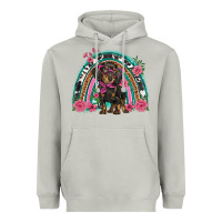 Moon Dust dachshund dog pink  floral rainbow Heavyweight Hoodie - BarkalooDesign