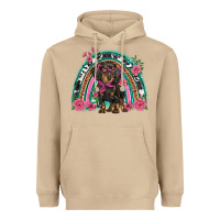 Mushroom dachshund dog pink  floral rainbow Heavyweight Hoodie - BarkalooDesign