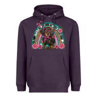 Plum dachshund dog pink  floral rainbow Heavyweight Hoodie - BarkalooDesign