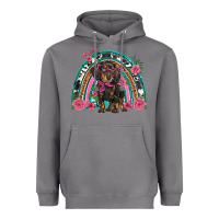 Storm dachshund dog pink  floral rainbow Heavyweight Hoodie - BarkalooDesign