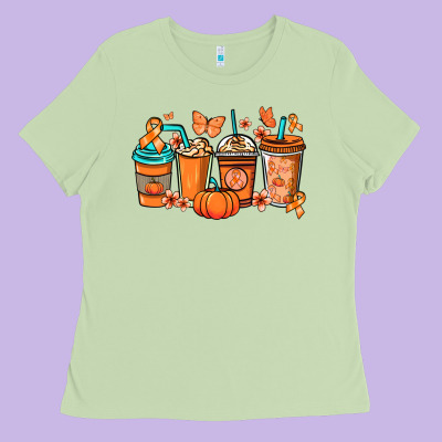 Kidney Cancer Coffee Cups Orange Ribbon Ladies Tee Designed By Nancycooperartshop