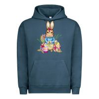 Pigment Midnight Navy easter bunny and eggs Urban Hoodie - AdoDesignShop