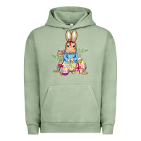 Pigment Oil Green easter bunny and eggs Urban Hoodie - AdoDesignShop