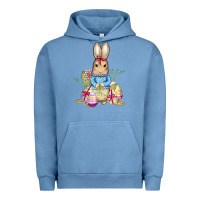 Pigment Pebble Blue easter bunny and eggs Urban Hoodie - AdoDesignShop