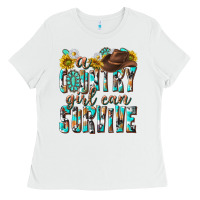 White Western a Country Girl Can Survive Ladies Tee - texasbilliewilder